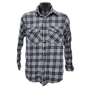 2/$20 Gatts Work Wear Blue & White Plaid Pattern Buttons Down Shirt Size: M